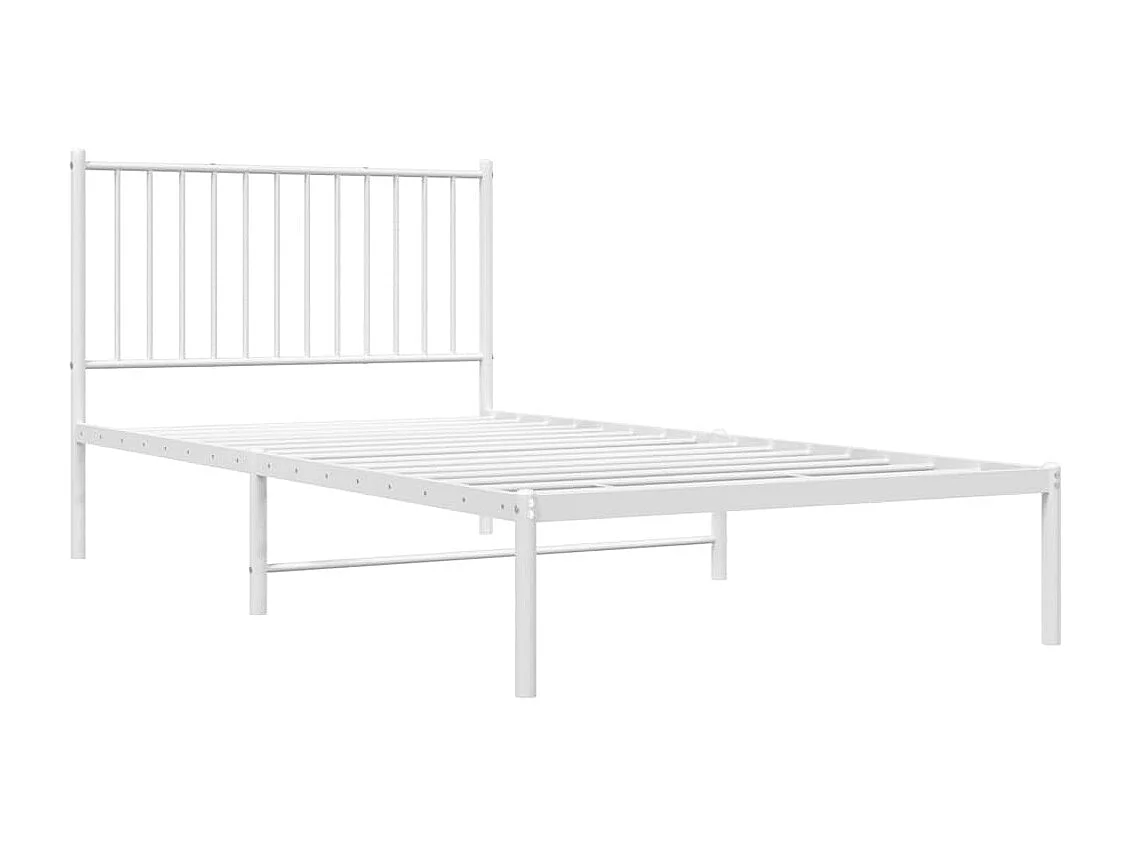 Cadre de lit métal sans matelas et tête de lit blanc 100x200 cm