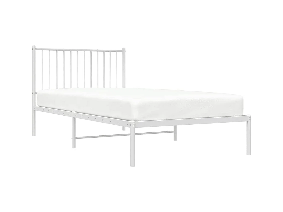 Cadre de lit métal sans matelas et tête de lit blanc 100x200 cm