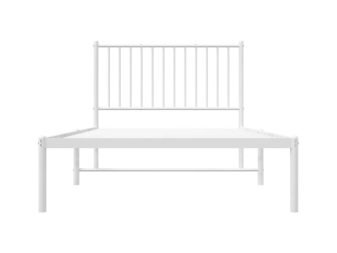 Cadre de lit métal sans matelas et tête de lit blanc 100x200 cm