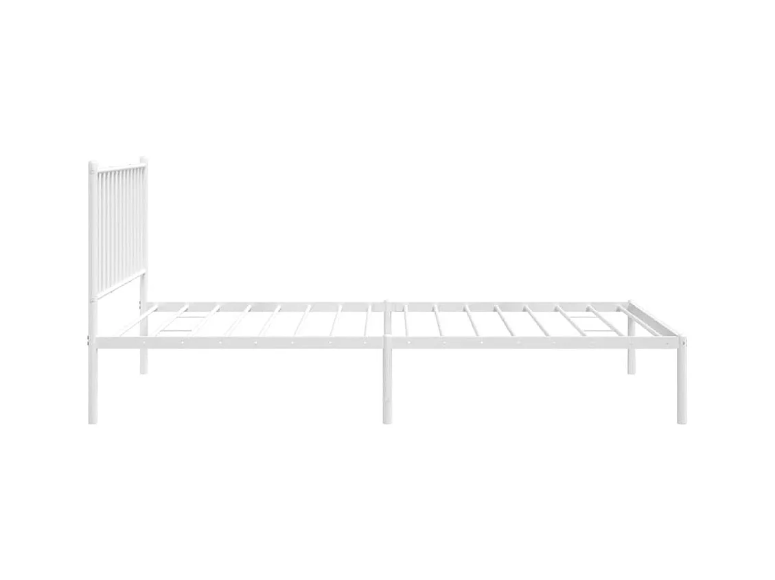 Cadre de lit métal sans matelas et tête de lit blanc 100x200 cm