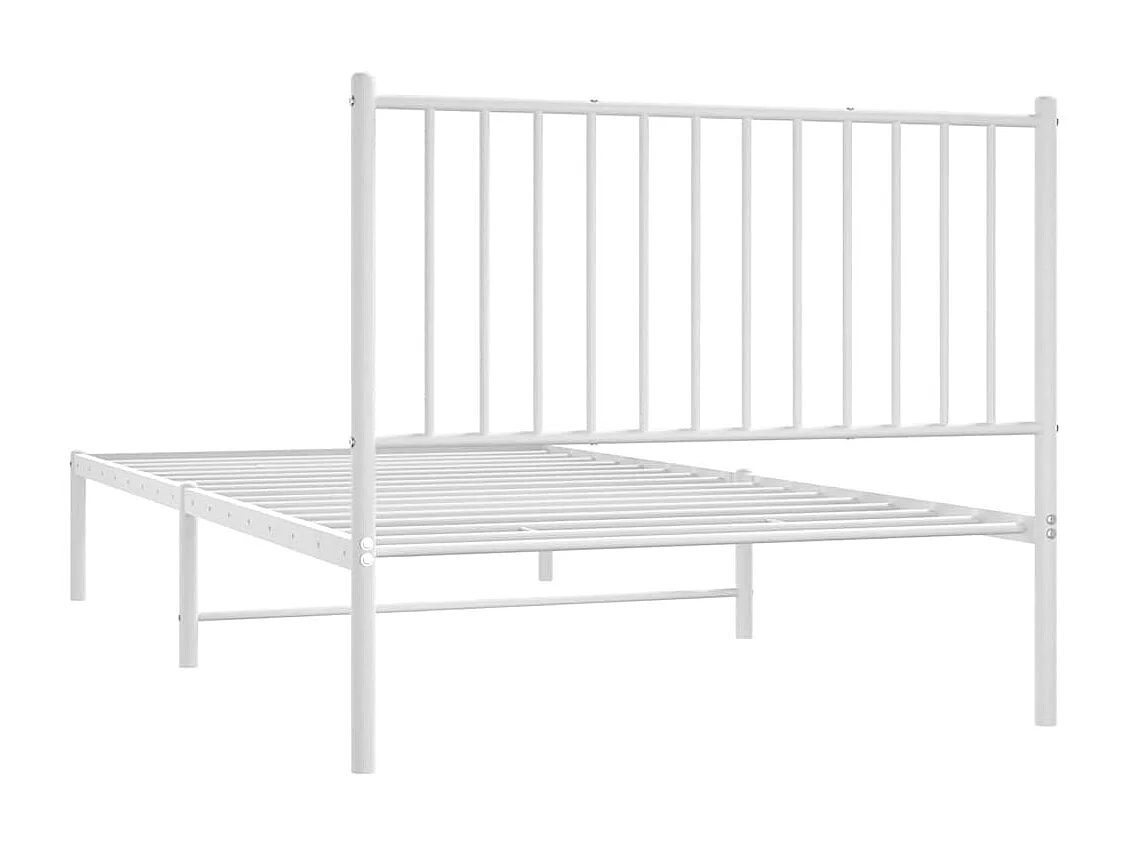 Cadre de lit métal sans matelas et tête de lit blanc 100x200 cm