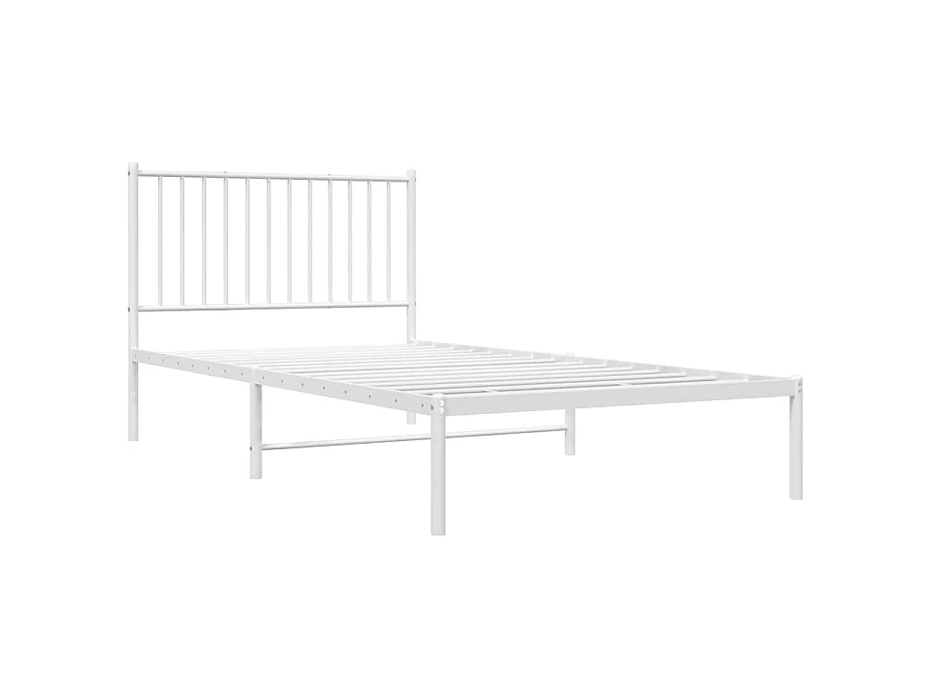 Cadre de lit métal sans matelas et tête de lit blanc 100x200 cm
