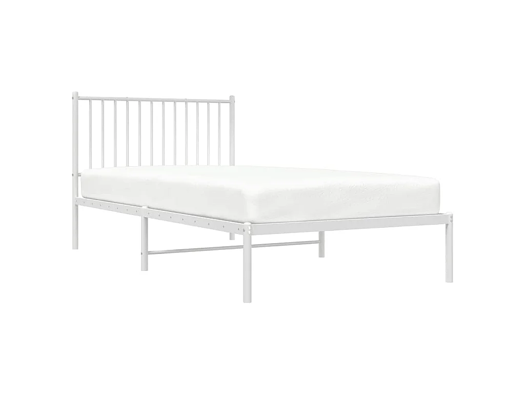 Cadre de lit métal sans matelas et tête de lit blanc 100x200 cm