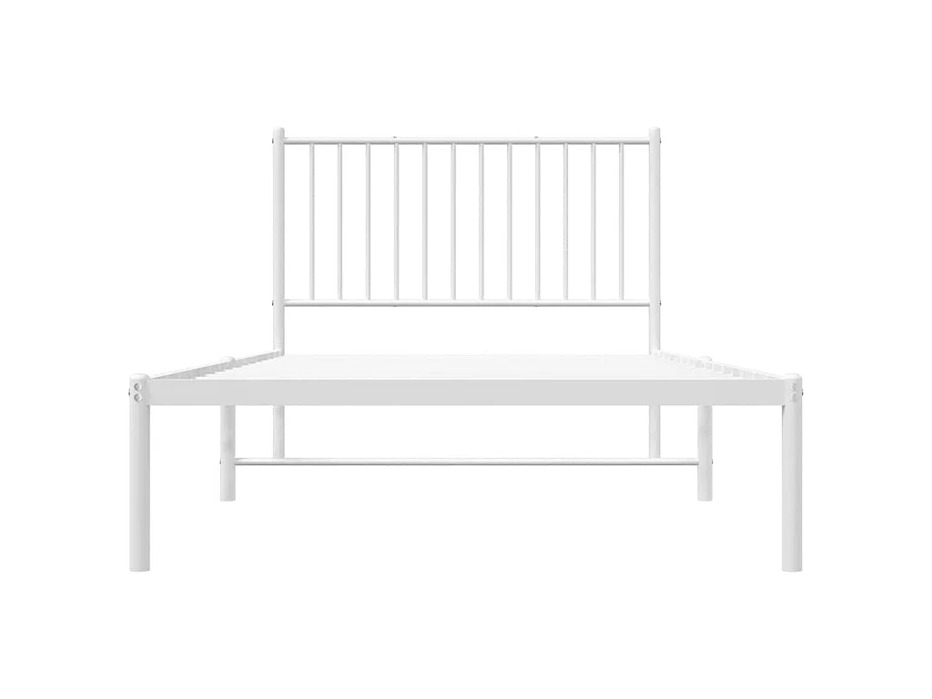 Cadre de lit métal sans matelas et tête de lit blanc 100x200 cm