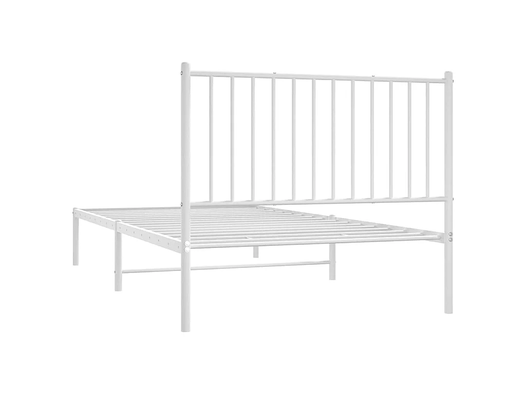 Cadre de lit métal sans matelas et tête de lit blanc 100x200 cm