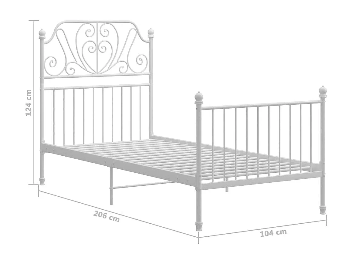 Bedframe metaal wit 100x200 cm