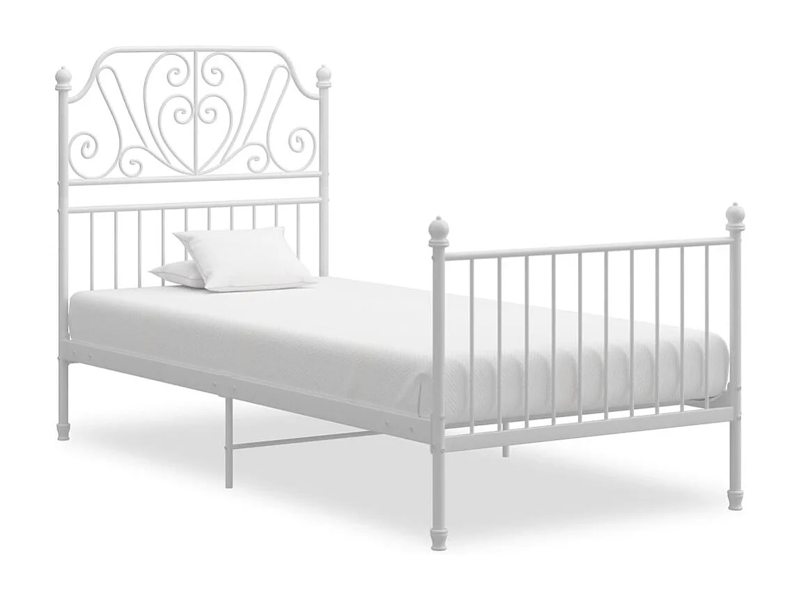 Cadre de lit sans matelas blanc métal 100x200 cm