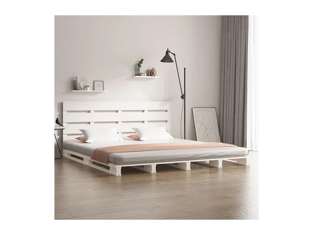 Giroletto senza Materasso Bianco 160x200 cm Legno Massello Pino
