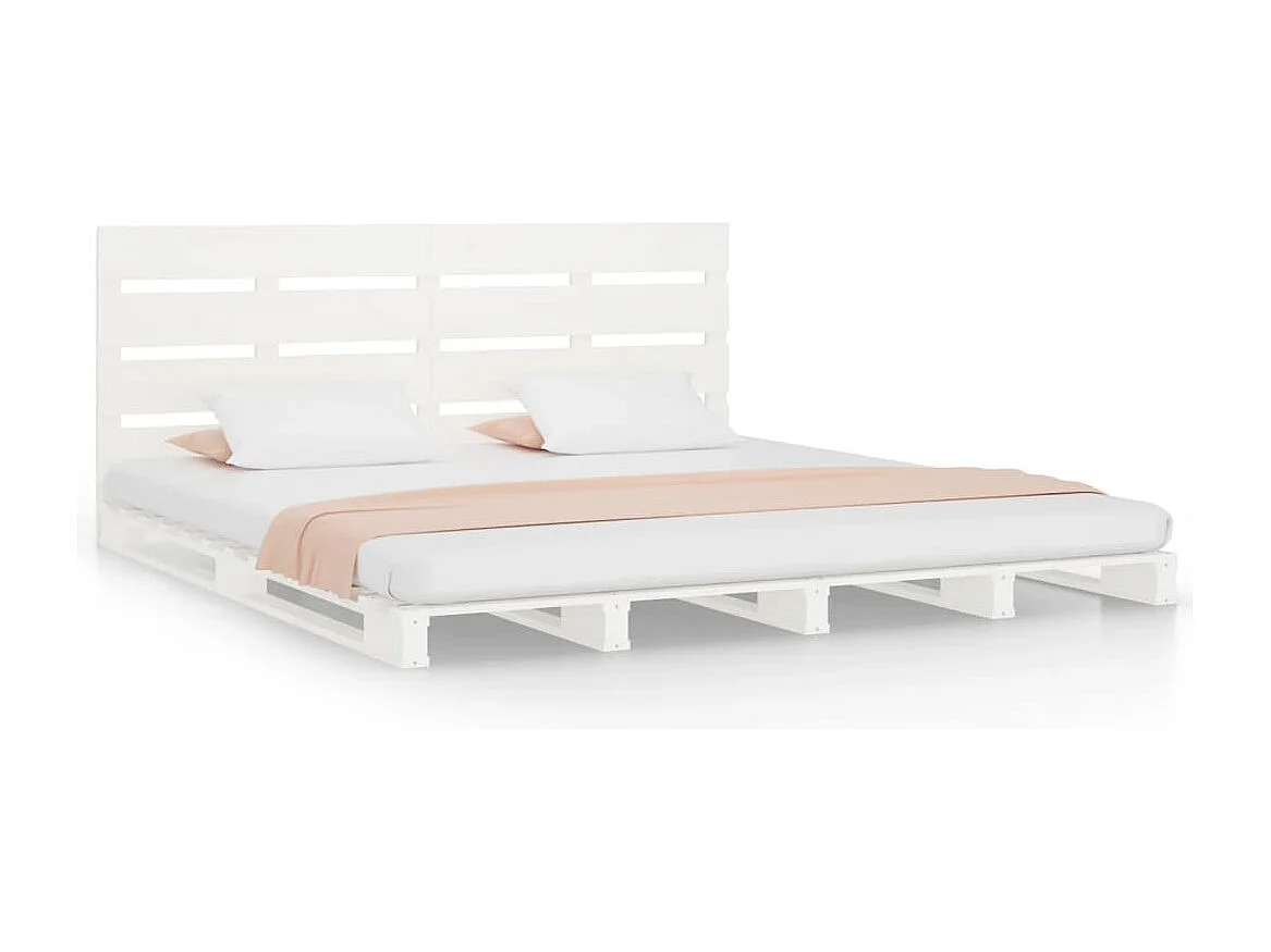 Cama sem colchão 160x200 cm madeira de pinho maciça branco