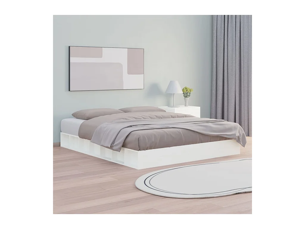 Cadre de lit sans matelas blanc 160x200 cm bois massif