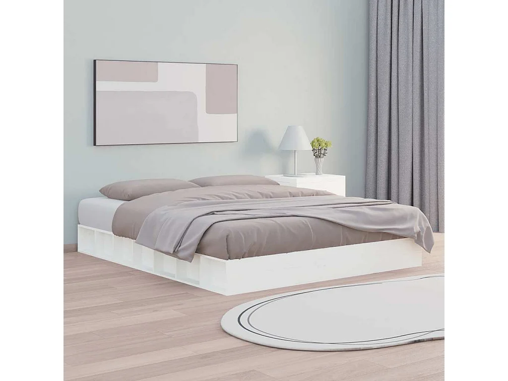 Cadre de lit sans matelas blanc 160x200 cm bois massif