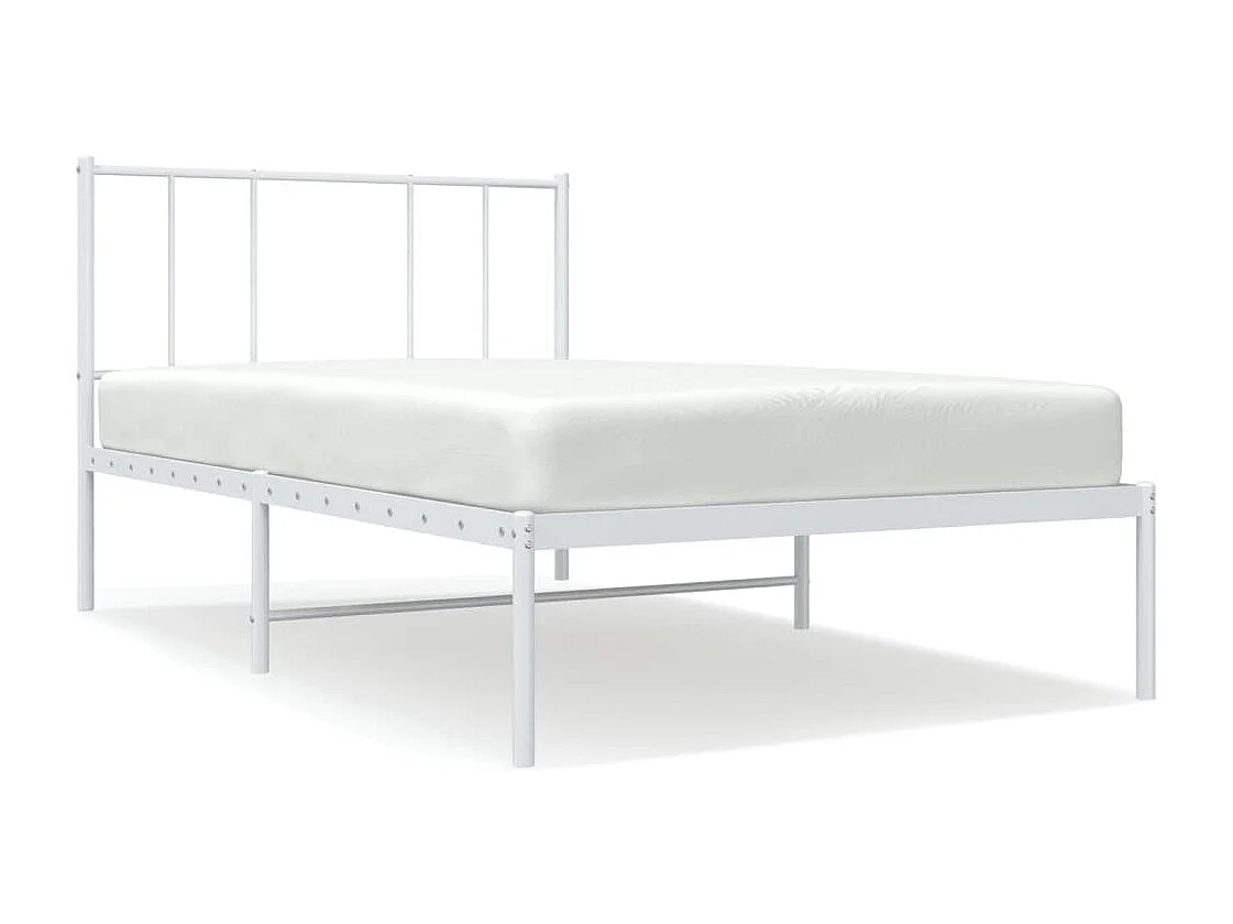 Estrutura de cama com cabeceira 100x190 cm metal branco