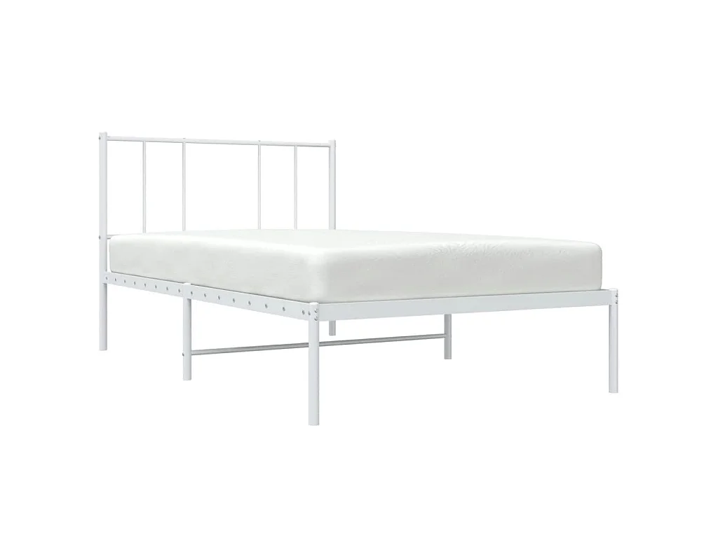 Cadre de lit métal sans matelas et tête de lit blanc 100x190 cm