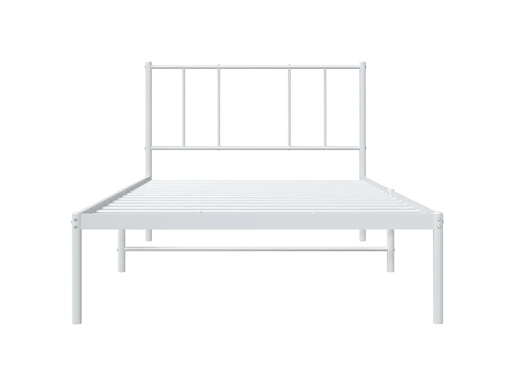 Cadre de lit métal sans matelas et tête de lit blanc 100x190 cm