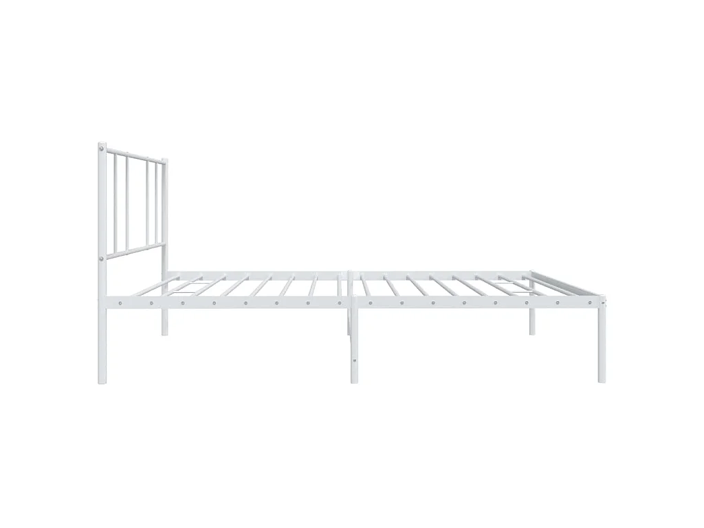 Cadre de lit métal sans matelas et tête de lit blanc 100x190 cm