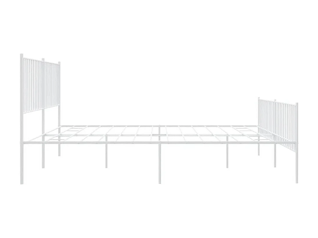 Cadre de lit métal sans matelas et pied de lit blanc 180x200 cm