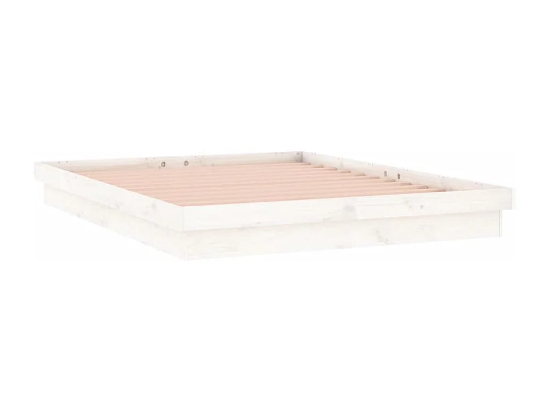 Bedframe LED massief hout wit 140x190 cm