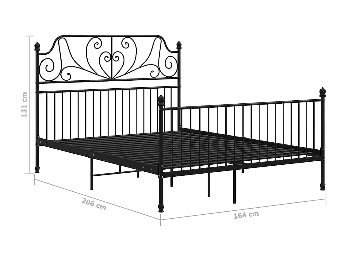 Cadre de lit sans matelas noir métal 160x200 cm