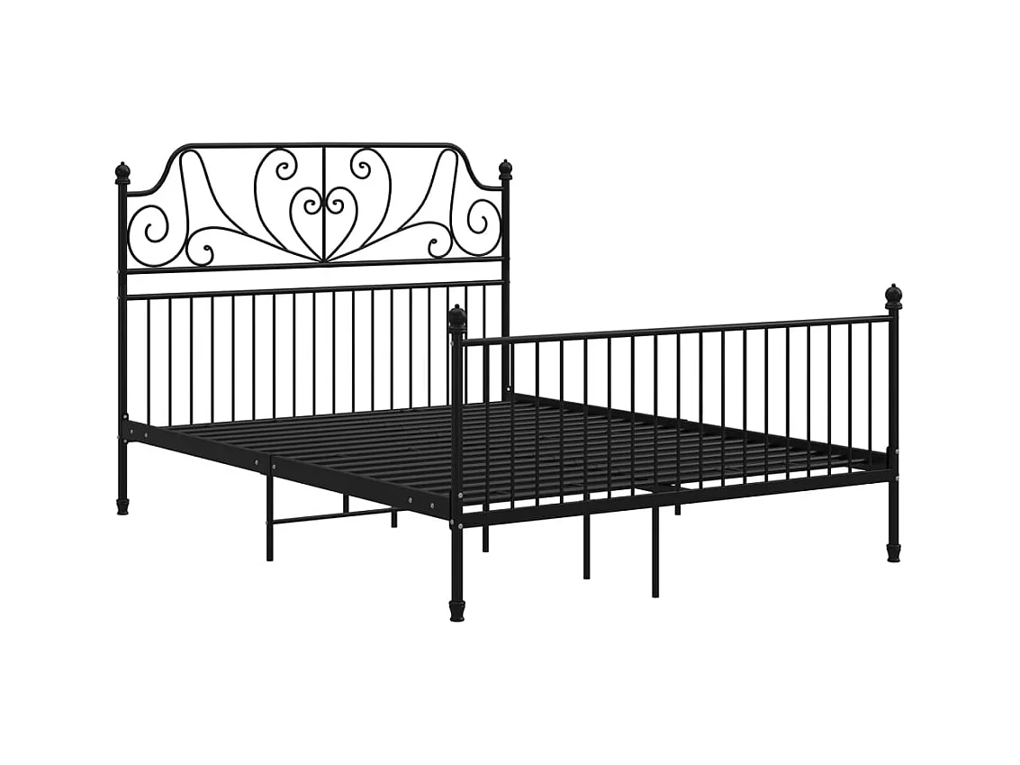 Cadre de lit sans matelas noir métal 160x200 cm