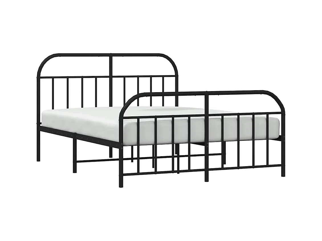 Cadre de lit métal sans matelas avec pied de lit noir 160x200cm