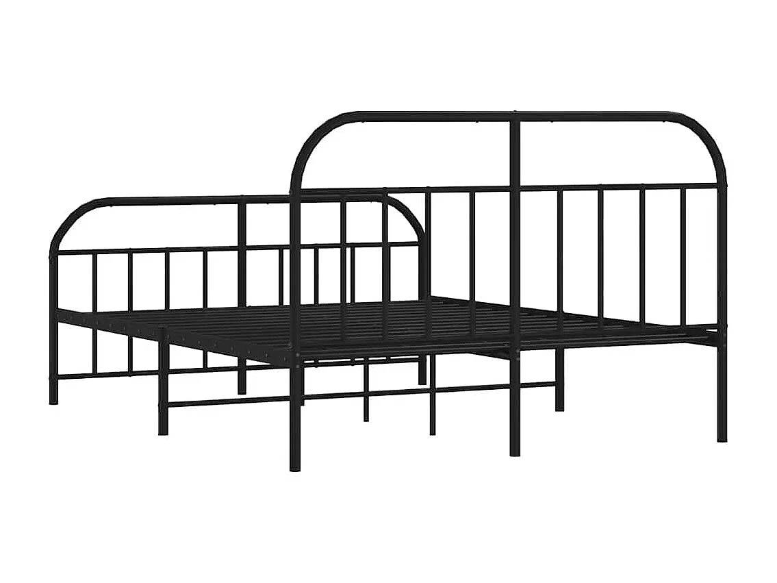 Cadre de lit métal sans matelas avec pied de lit noir 160x200cm