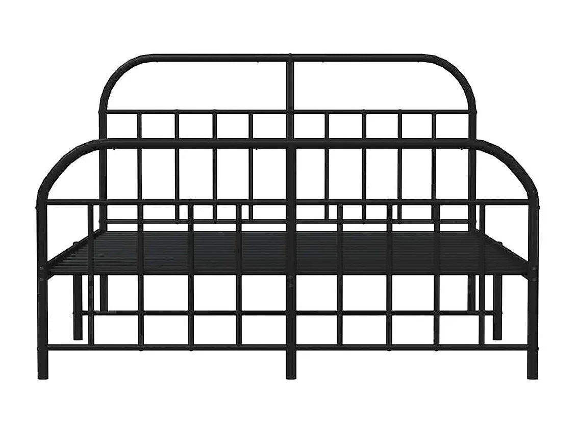 Cadre de lit métal sans matelas avec pied de lit noir 160x200cm