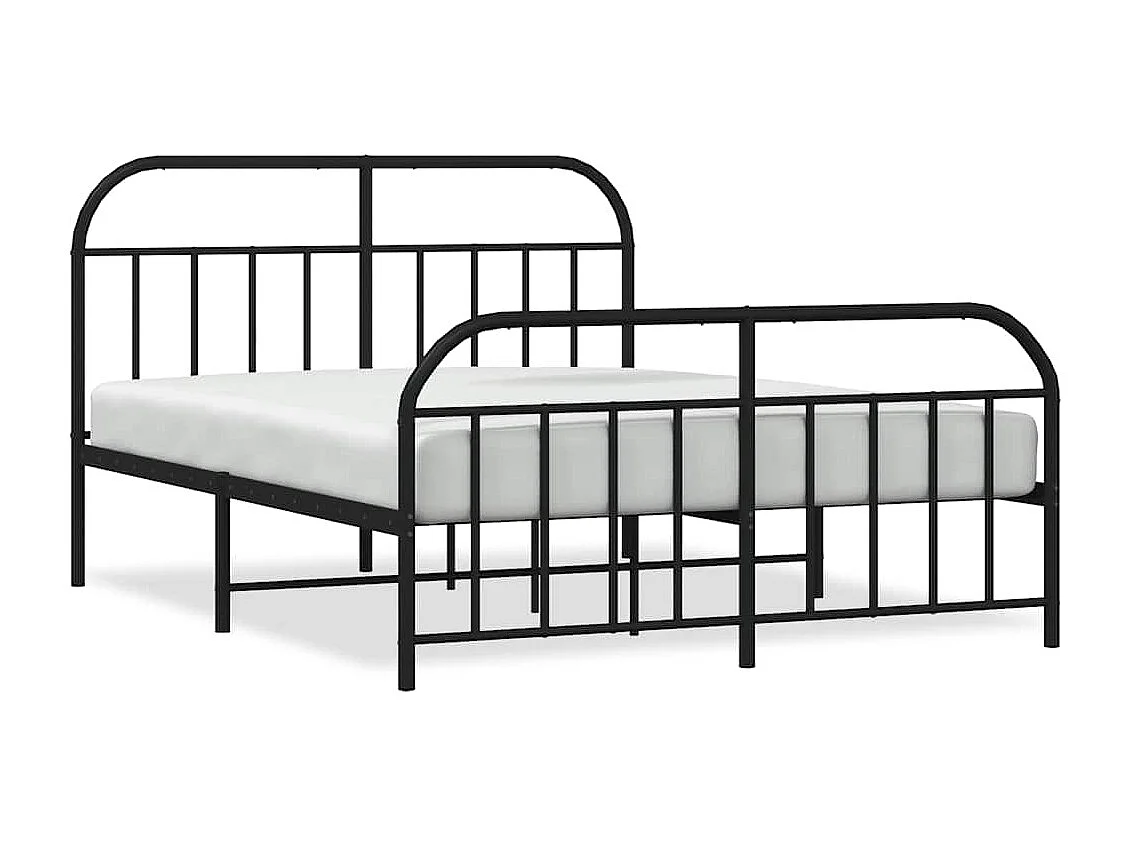 Cadre de lit métal sans matelas avec pied de lit noir 160x200cm