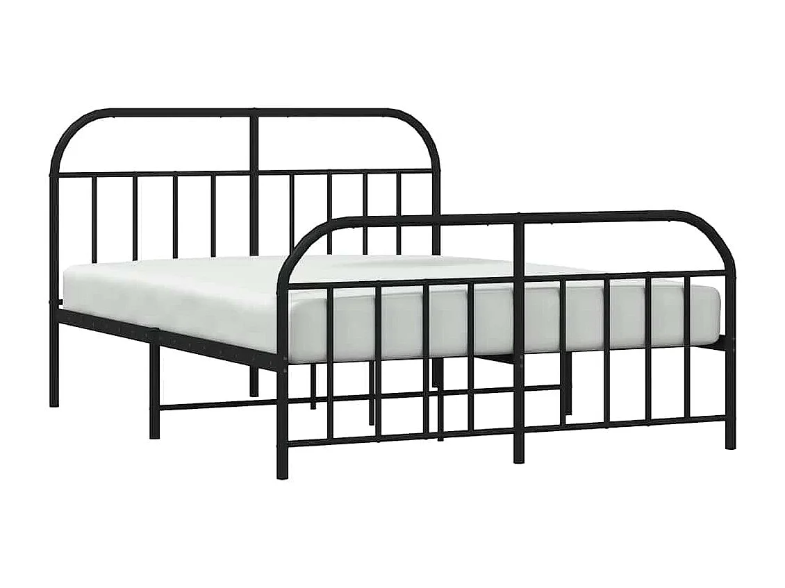 Cadre de lit métal sans matelas avec pied de lit noir 160x200cm