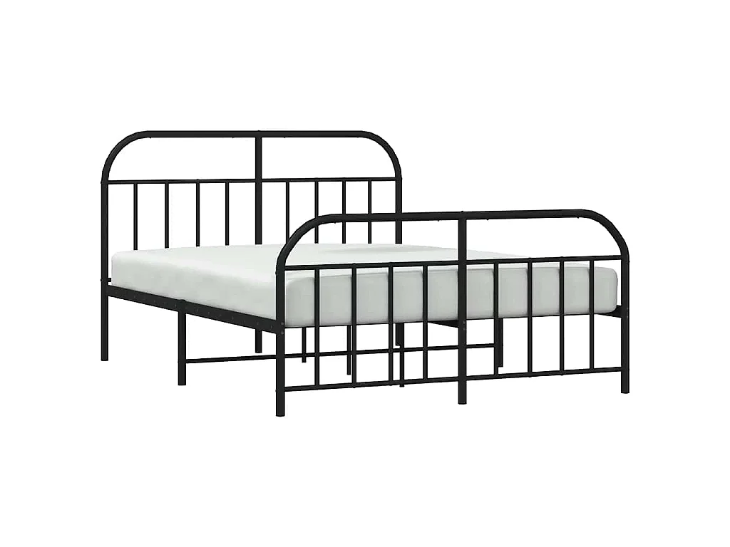 Cadre de lit métal sans matelas avec pied de lit noir 160x200cm