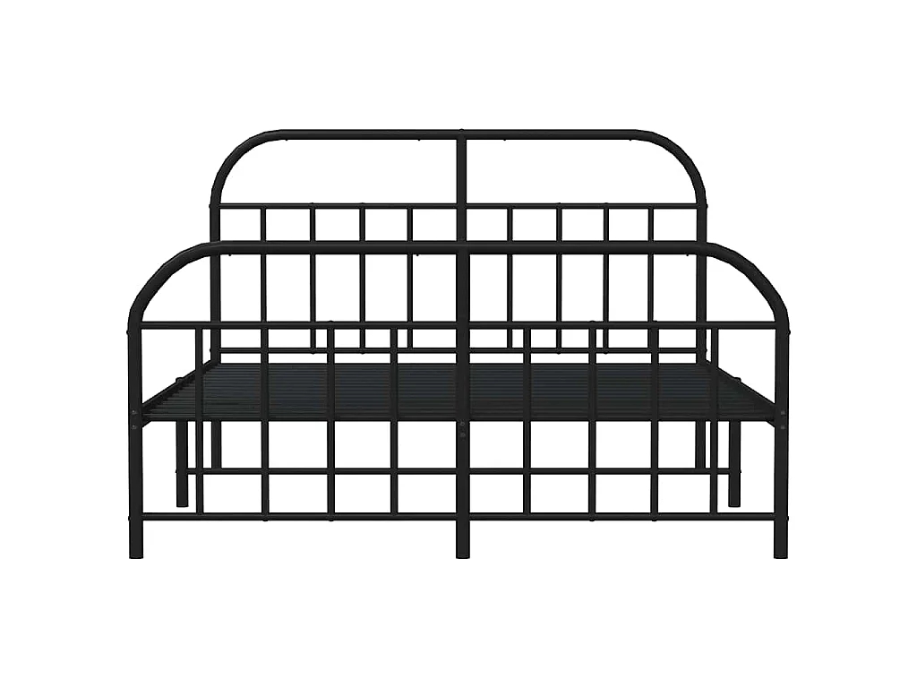 Cadre de lit métal sans matelas avec pied de lit noir 160x200cm