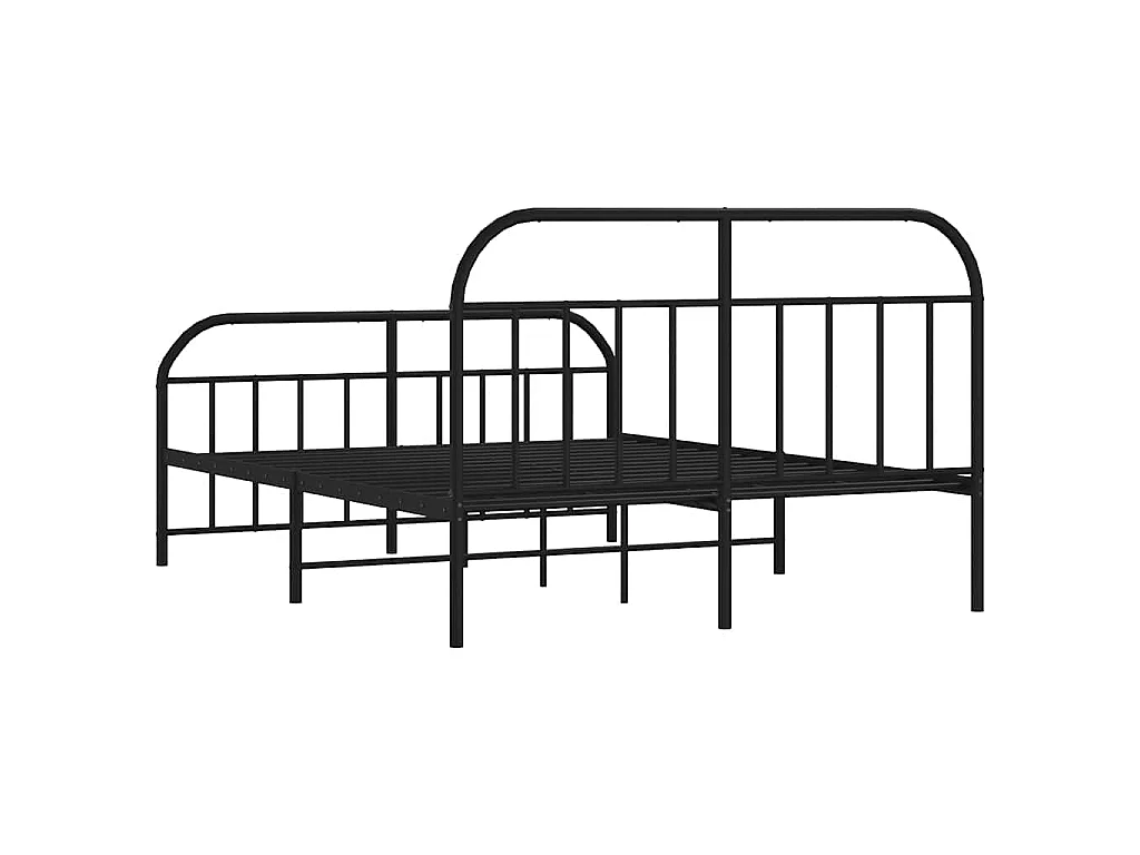 Cadre de lit métal sans matelas avec pied de lit noir 160x200cm