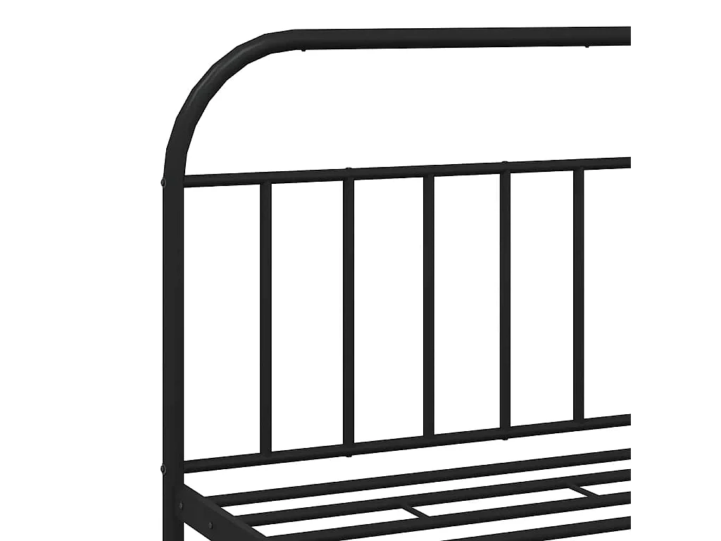 Cadre de lit métal sans matelas avec pied de lit noir 160x200cm