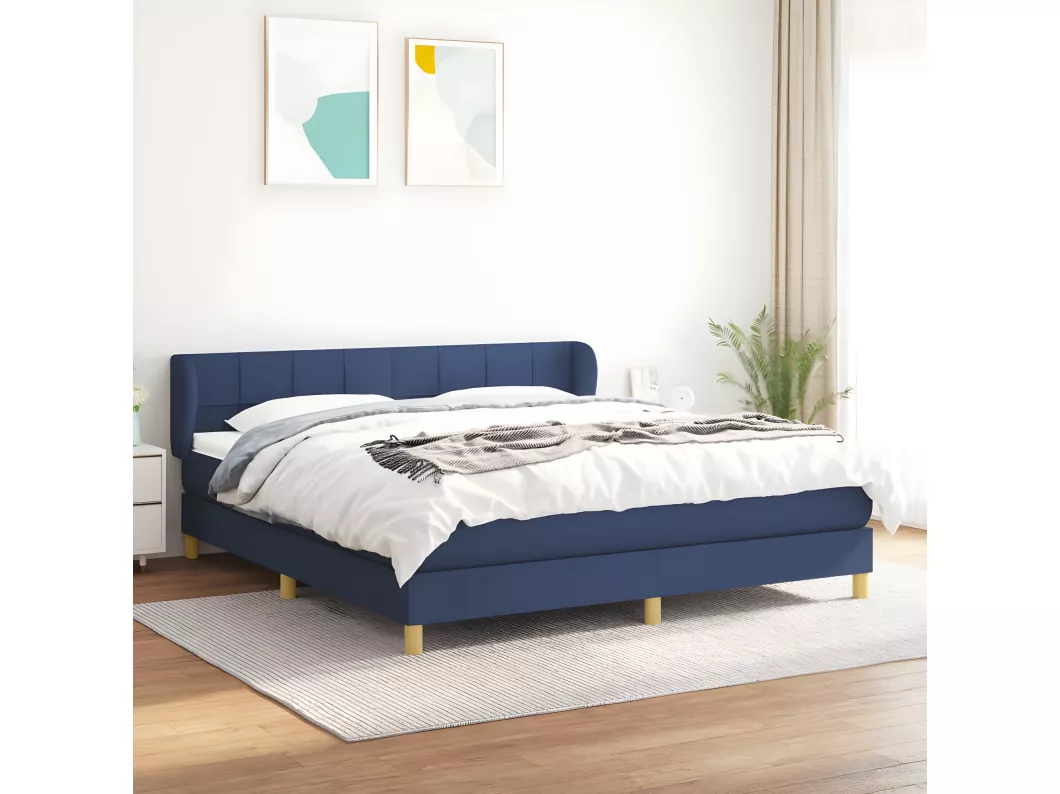 Kauf Unique Boxspringbett mit Matratze Blau 160x200 cm Stoff