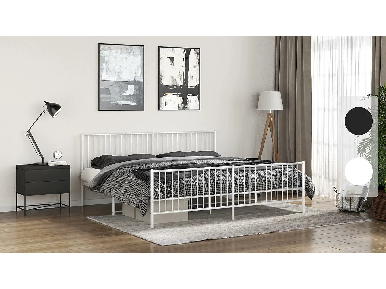 Cadre de lit métal sans matelas blanc 183x213 cm
