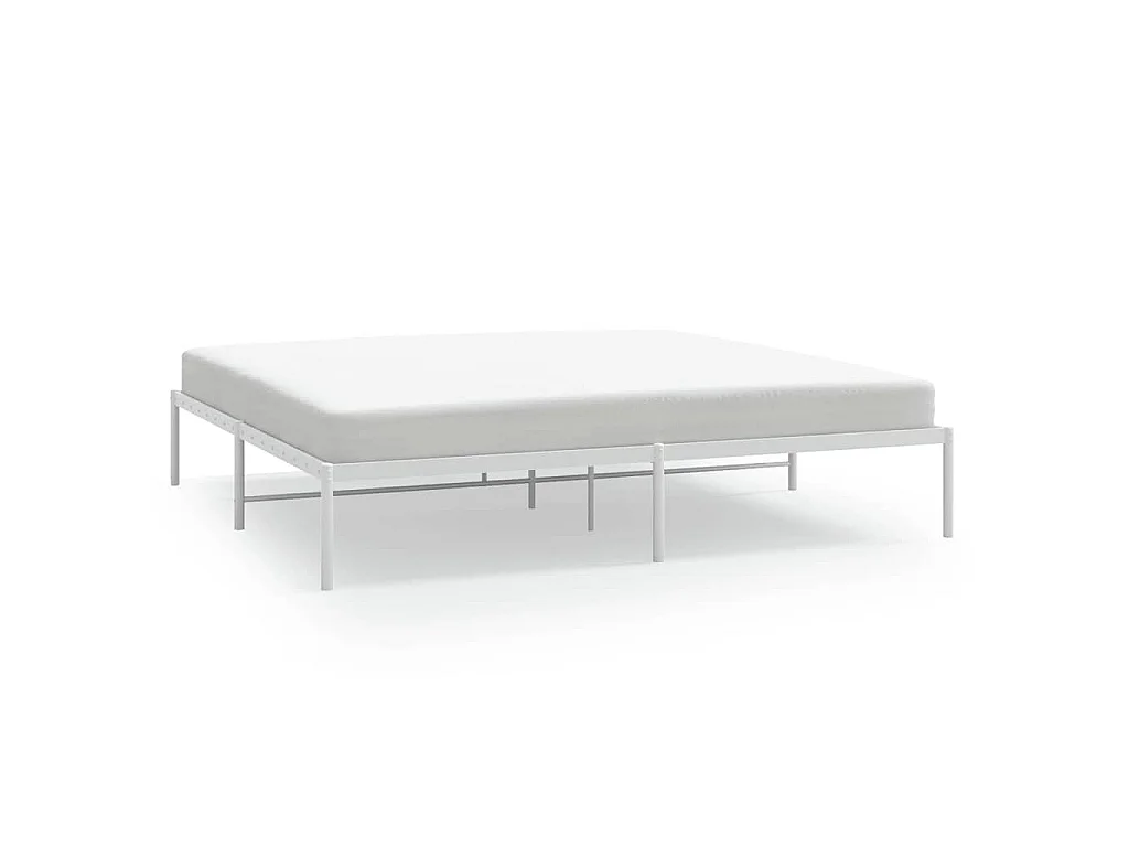 Cadre de lit métal sans matelas blanc 183x213 cm
