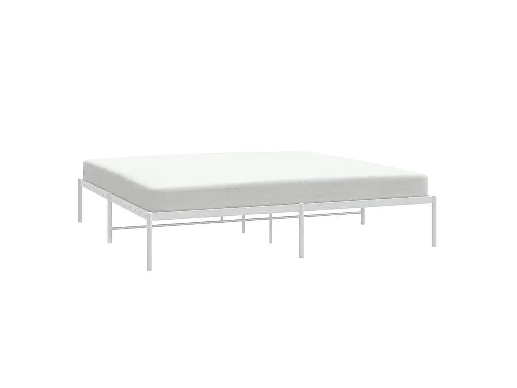 Cadre de lit métal sans matelas blanc 183x213 cm