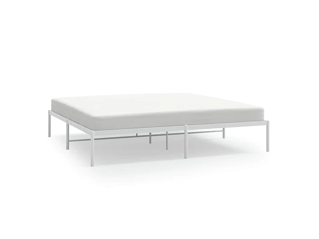Cadre de lit métal sans matelas blanc 183x213 cm