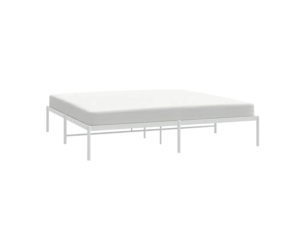 Cadre de lit métal sans matelas blanc 183x213 cm
