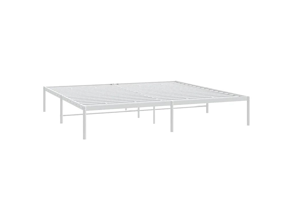 Cadre de lit métal sans matelas blanc 183x213 cm