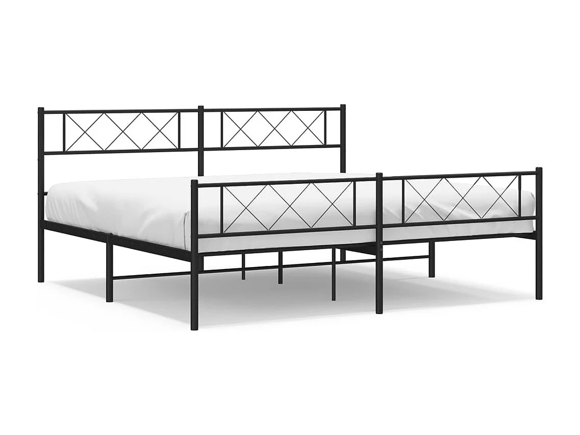 Cadre de lit métal sans matelas avec pied de lit noir 180x200cm