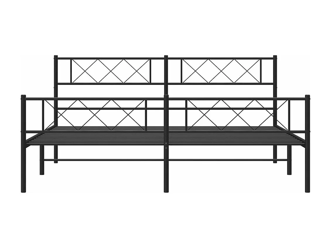 Cadre de lit métal sans matelas avec pied de lit noir 180x200cm