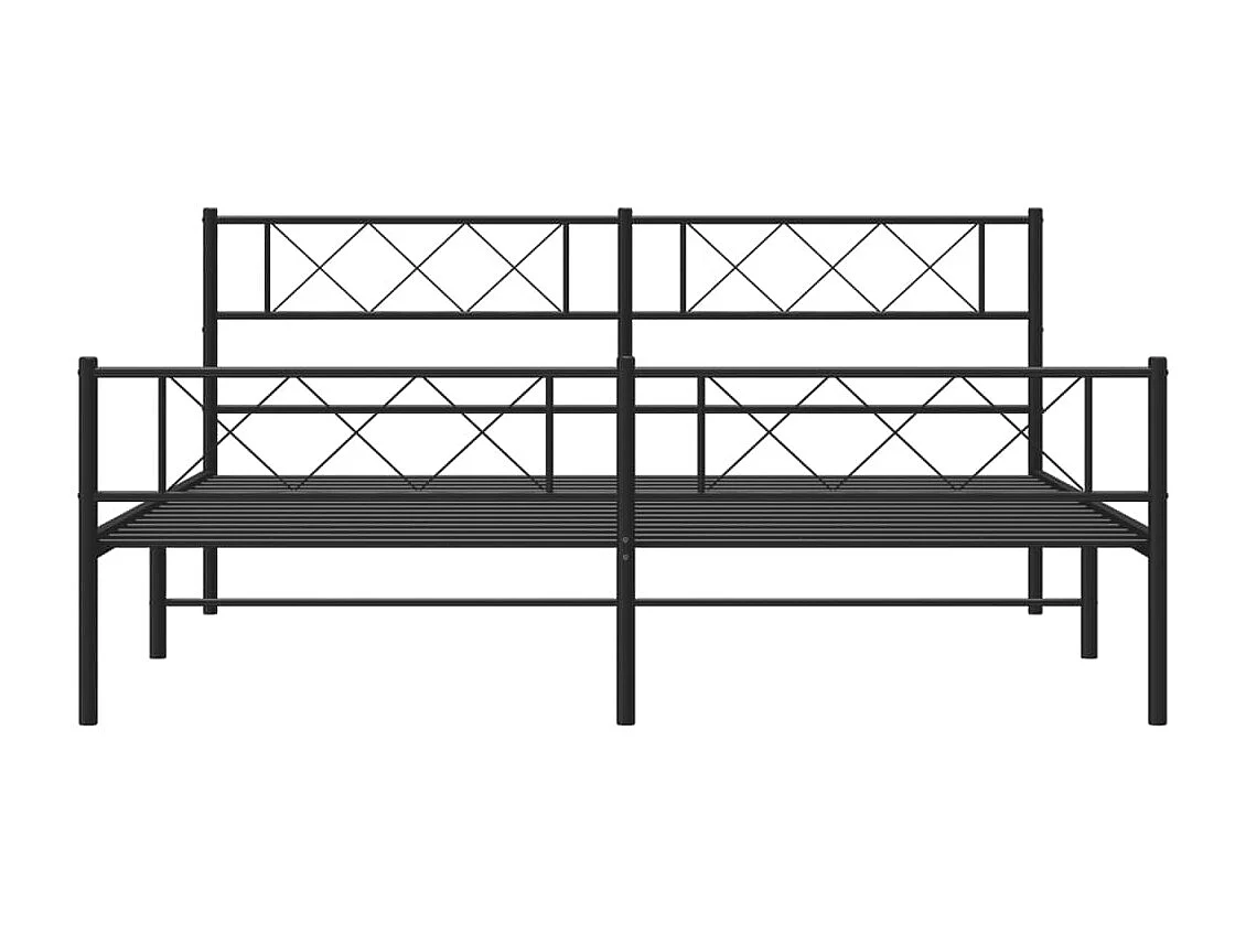 Cadre de lit métal sans matelas avec pied de lit noir 180x200cm