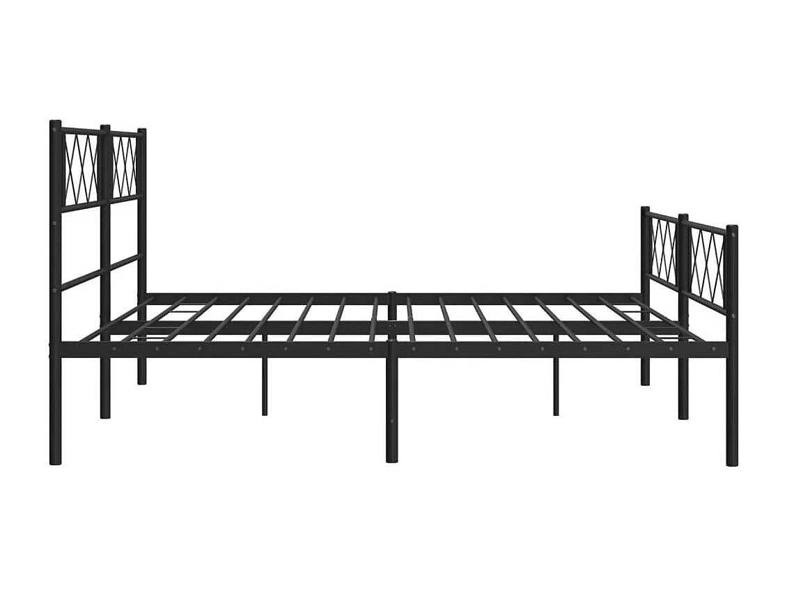 Cadre de lit métal sans matelas avec pied de lit noir 180x200cm