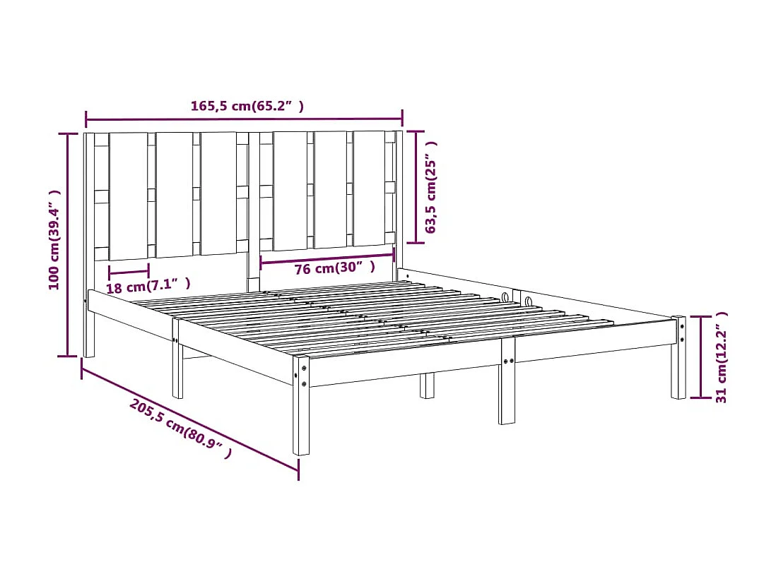 Bedframe massief grenenhout 160x200 cm
