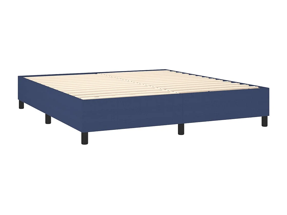 Sommier à lattes de lit matelas et LED Bleu 160x200 cm Tissu