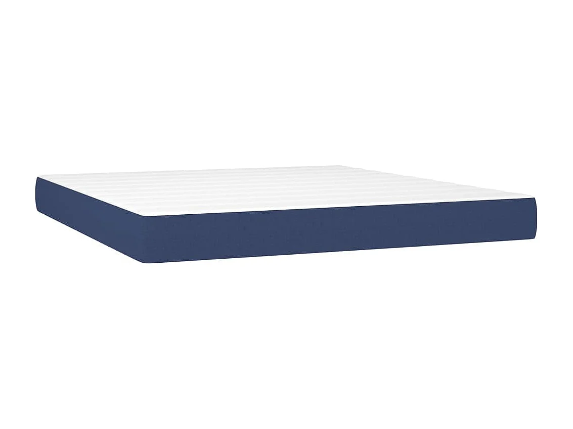 Sommier à lattes de lit matelas et LED Bleu 160x200 cm Tissu