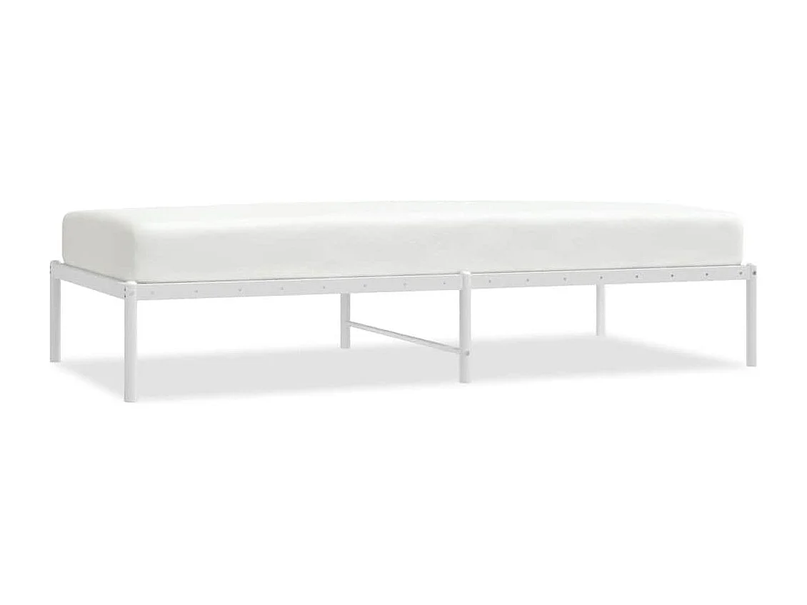 Cadre de lit métal sans matelas blanc 90x190 cm