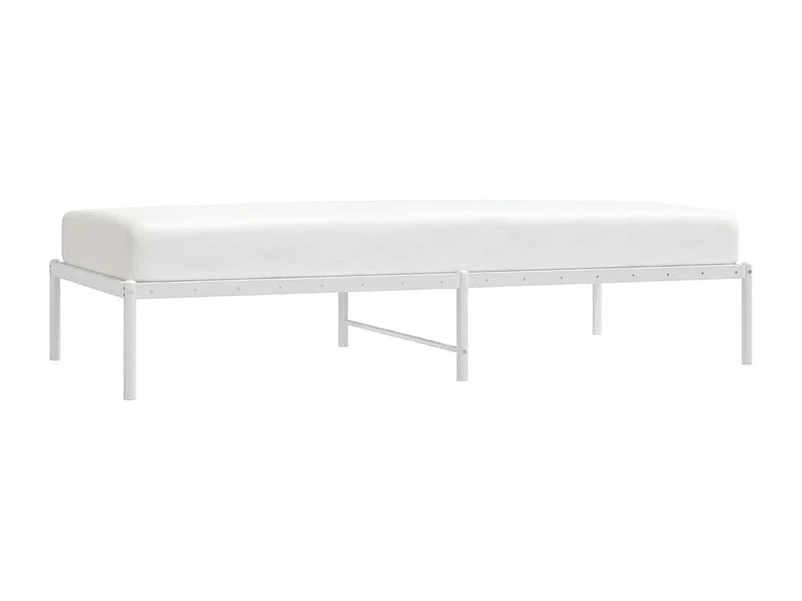 Cadre de lit métal sans matelas blanc 90x190 cm