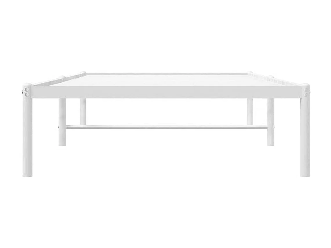 Cadre de lit métal sans matelas blanc 90x190 cm