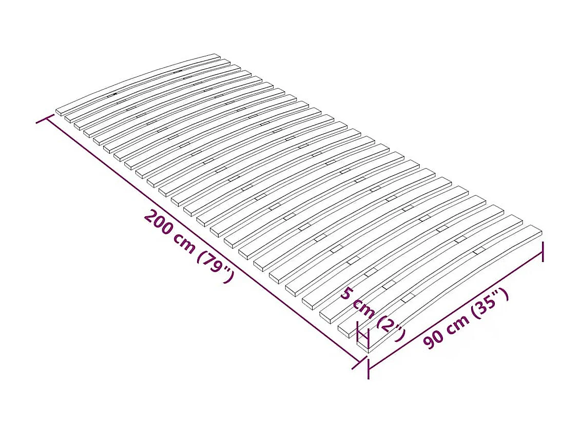 Substituição de ripas de cama com 24 ripas de 90x200 cm